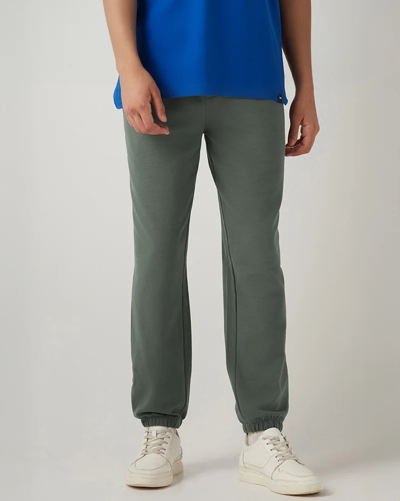 بيواكوف Men's Charcoal Grey Oversized Textured Joggers